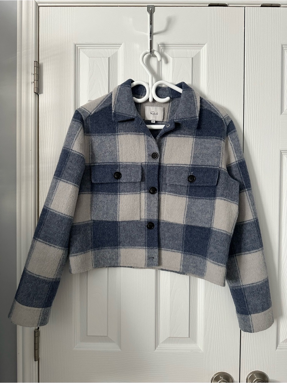 Rails Blue & Cream Plaid Cropped Jacket - Women’s
